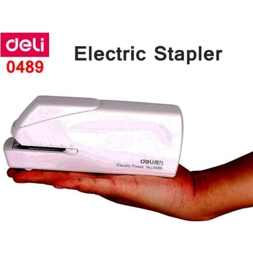 Deli 0489 Electric stapler office student Finance stapler use 24/6-26/6 staples Battery and 110-240VAC dual power suppply