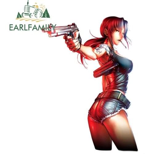 EARLFAMILY 13cm x 9.3cm for Black Lagoon Revy Creativite Decal Laptop Funny Car Stickers Scratch-Proof Sunscreen Vinyl Car Wrap