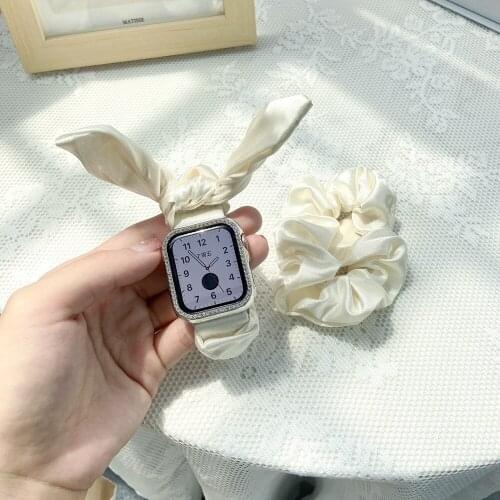 For apple watch 40/44mm 38/42mm Elastic Fabric Band for iwatch Strap Series 6se 5 4 3 2 1 Scrunchie Wristband Correa Replacement