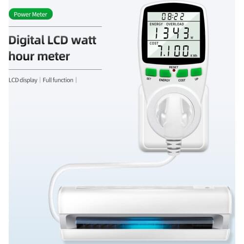 Electricity Power Meter Wattmeter LCD Energy Meter Socket Kwh Power Tester FR US UK AU BR Measuring Outlet Power Analyzer