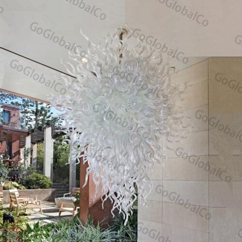 Artistic Lamp White Modern Crystal Chandelier for Sale American Style Hand Blown Glass Chandeliers Pendant Light with LED Bulbs