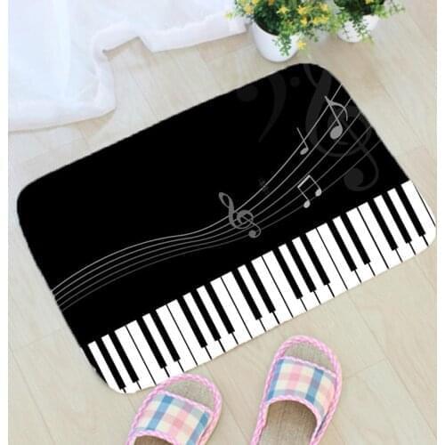 Music Notes Printing Carpet Flannel Musical Note Piano Pattern Floor Mat Carpet Bathroom Non-slip Mat Home Decoration Doormat
