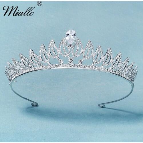 Miallo Wedding Crown Cubic Zircon Bridal Hair Jewelry Rhinestone Tiaras and Crowns for Women Accessories Party Bride Headpiece