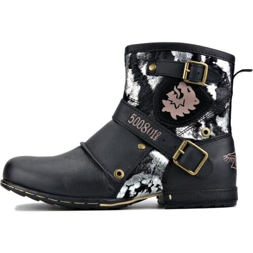 2021 OTTO ZONE New England Western Boots Genuine Leather Mens Motorcycle Boots Ankle Boots Mens Casual Boots 5008-1-J