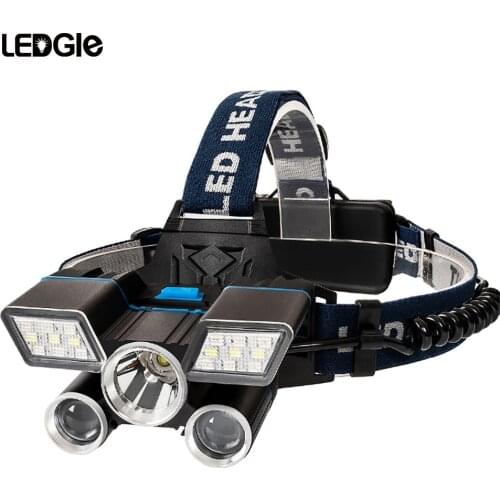 LEDGLE Adjustable LED Headlamp Flashlight USB Rechargeable Outdoor Headlight Torch16000 Lumen Ultra-bright Rotatable For Camping