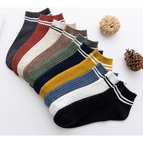 Men Socks Cotton Summer Spring Medias Sox Man Ankle Casual Striped Calcetines Hombre Black White Sokken Chaussettes Male 10Pairs