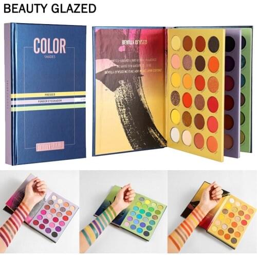 BEAUTY GLAZED BOOK Color Shades 72 Colors Pressed Powder Eyeshadow Palette Makeup Matte Shimmer Glitter Neon Eyeshadow Pallete