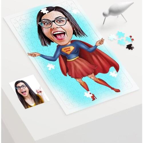 Personalized Super Mom Cartoon 240 Piece A3 Puzzle-1