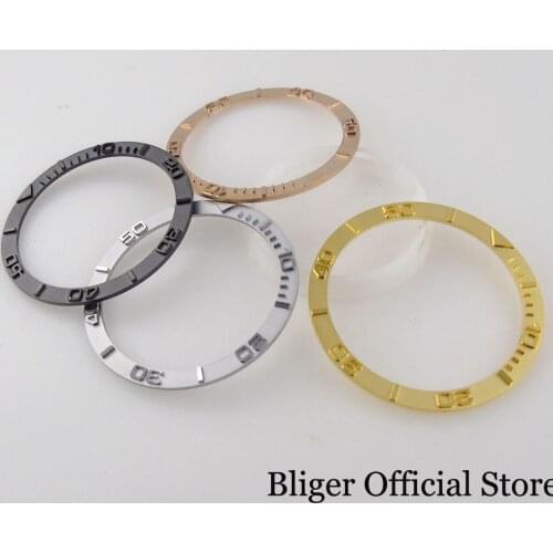 Flat Steel Material 38mm*31.5mm Gold/Rose Gold/Black/Silver Watch Bezel Ring Insert fit 45mm Case