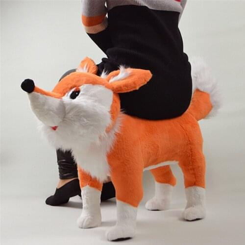 Fancytrader Simulated Fox Plush Chair Stuffed Animals Anti-skid Fox Toys Decoration Sofa Could Load 40kg on the Back