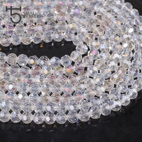 6 8mm Austria Transparent Faceted Ball Crystal Beads for Jewelry Making Needlework Diy Loose Spacer Glass Beads Wholesale Z175