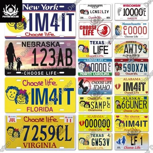 Putuo Decor Choose Life Licenses Plate Meatl Sign Plaque Metal Vintage Tin Sign for Garage Auto Repair Shop Home Wall Decor