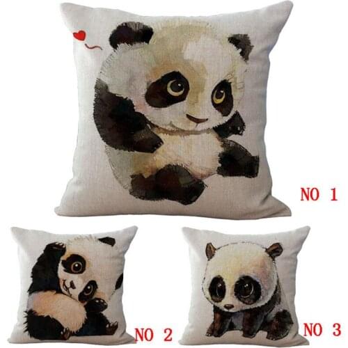 Cute and Lovely Baby Panda Pillow Case Cotton Linen Chair Seat and Waist 45x45cm Pillow Cover Home Textile Living