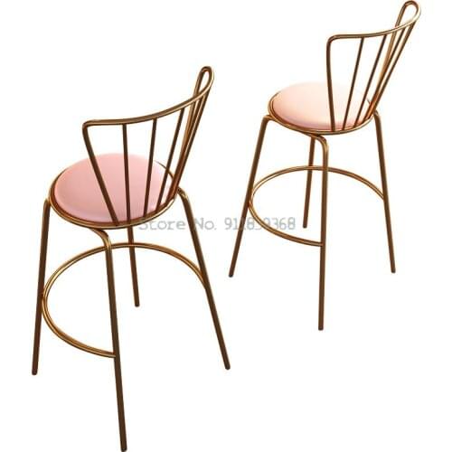 Nordic Bar Chair Modern Simple Golden Back Creative Home Bar Chair High Foot Milk Tea European Leisure Dining Chair
