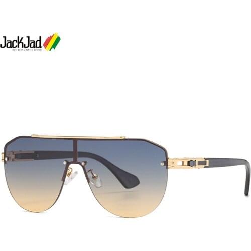 JackJad 2021 Fashion Vintage Shield Style Gradient Sunglasses For Men Metal Rivets Brand Design Sun Glasses Oculos De Sol DT136