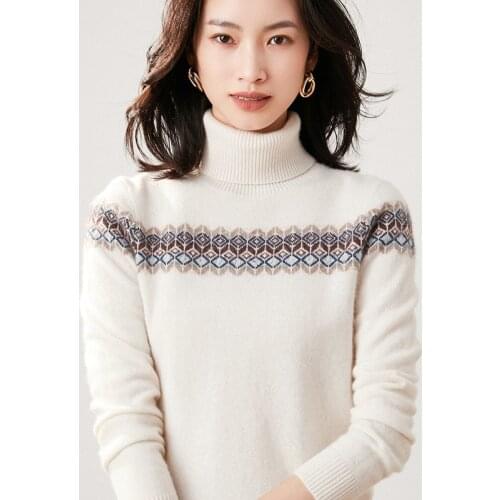 Hot Sale Autumn Winter 100% Pure Cashmere Sweater Turtleneck Womens High Quality Soft Female Loose Thickened Knitted Jumper