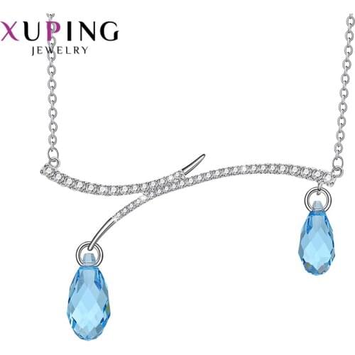 Xuping Jewelry Water Shaped Crystal Pendant Necklace for Women Fashion Engagement Party 40338