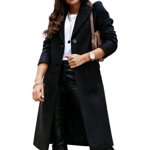 Plus Size Women Overcoat Autumn Winter Fashion Lapel Collar Buttons 2021 Windbreaker Coat Knee-length Jacket Elegant Outerwear