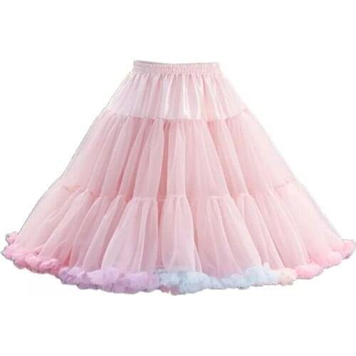 Womens Elastic Waist Puffy Tulle Petticoat Rainbow Cloud Short Tutu Skirt Princess Ballet Dance Pettiskirts Lolita Cosplay 2021