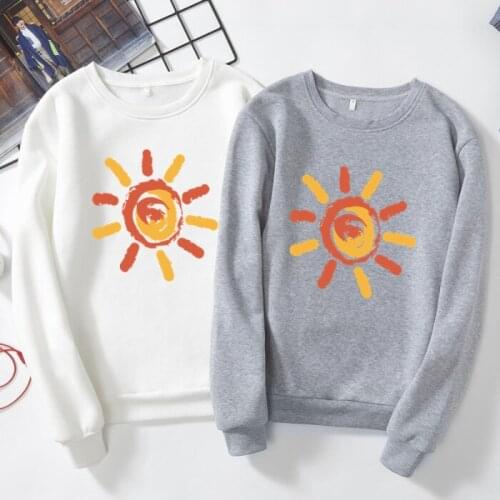 Sun Flower Sweatshirt Women Casual Hoodie Fashion Winter Autumn Ladies Pullover Fleece Black White Blue Oversize Streetwear