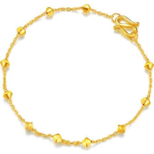 Authentic 999 Solid 24k Yellow Gold Beads Bracelet Ladys Bracelet