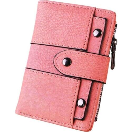 12PCS / LOT Women Small Wallet Rivet Decoration Short Coin Purse Card Holder Money Handbag Girls Ladies Casual Solid Color Purse