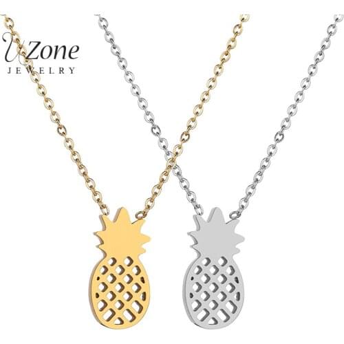 UZone Fashion Boho Choker Necklace Stainless Steel Fruit Pineapple Chain Necklace For Women Party Gift