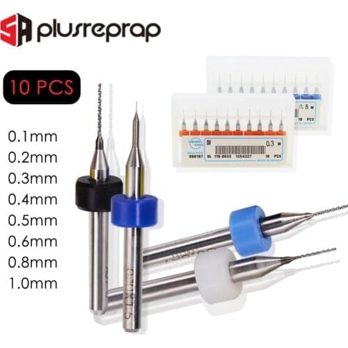 10PCS Nozzle Cleaning Drill Cleaner 0.1 0.2 0.3 0.4 0.5 0.6 0.8 1.0mm Solid Carbide PCB Drill Stainless Steel for 3D Printer