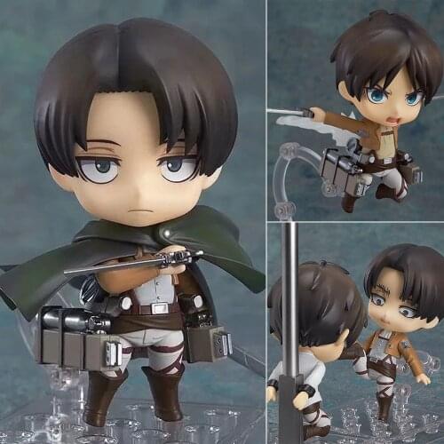 10cm Q Ver. Kawaill Attack On Titan Action Figure 375 390 417 Levi Rivaille Rival Ackerman Eren Figma Mobile Toys Doll Gift