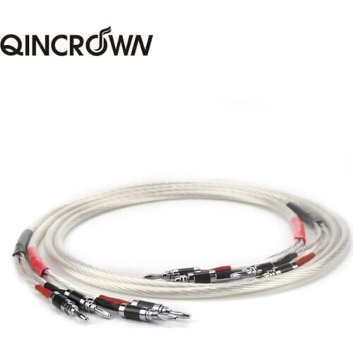 2020 One Pair HIFI Silver-Plated Speaker Cable Hi-END 4N OFC Speaker Wire For HI-FI Systems Y Plug Banana Plug Speaker Cable