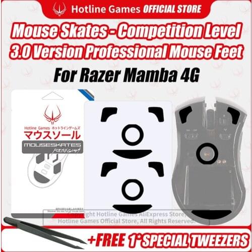 Hotline Games 3.0 Mouse Skates Mouse Feet Replacement for Razer Mamba 4G Gaming Mouse,Smooth, Durable,Glide Feet Pads