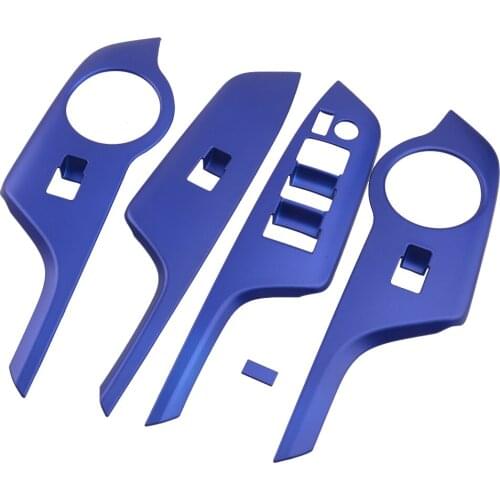 4pcs Blue Window Lift Switch Button Panel Cover Trim Fit for Toyota C-HR CHR 2017 2018 2019 2020 Left Hand Drive Only
