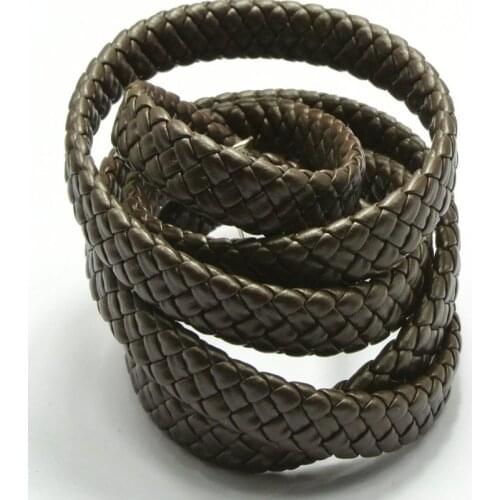 8 yard 2 yard 1yard 16.4 Feets Brown Flat Braided Synthetic Leather Cord 10X4mm jewely decoration accessories