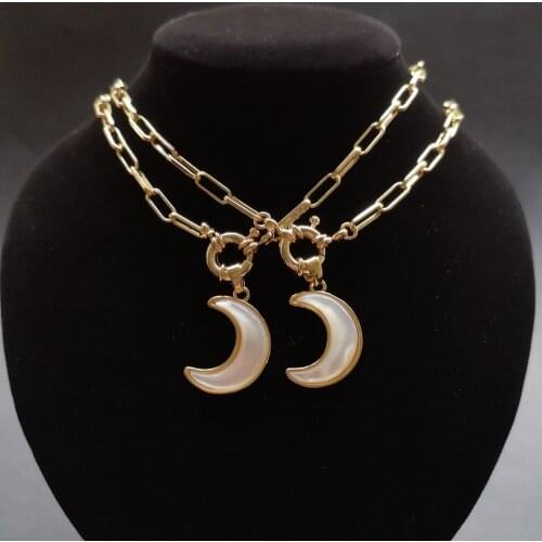 Promotion ! 16x23mm Natural Moon Cut Mother of Pearl Shell Necklace Moon Cut Mother Pearl charms for Gift