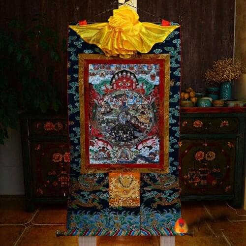 90CM large -high grade Buddhism Buddha Field Buddhist world six great divisions in the wheel of karma Thang-ga Thangka art