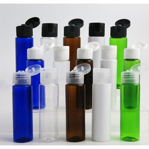 50 x 30ml Travel Amber Clear Blue Green White Pet Bottle with Flip Top cap 30ml Liquid Cream Bottle 1OZ Amber Plastic bottle