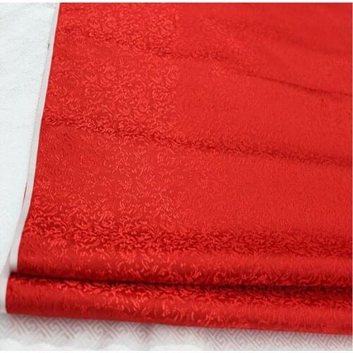 HLQON brocade malt flower deep red fabric patchwork felt tissue telas bed sheet cheongsam dress children coat cloth 75cm width