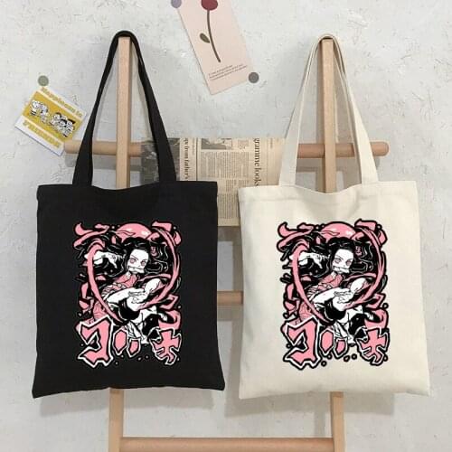Canvas Corduroy Shoulder Shopping Bags Anime Print Women Shopper Daily Handbag Female Y2k Storage Reusable Foldable Totes Bags