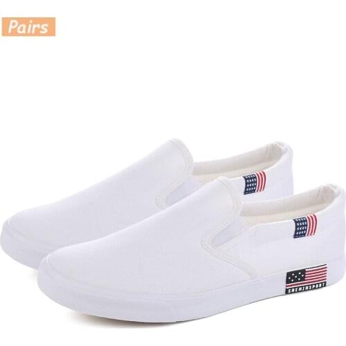 New Men Vulcanize Shoes Man Fashion Sneakers Leisure Platform Flats Breathable White Single Slip-on Shoes Shallow Mouth Unisex