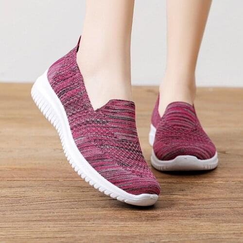 2021 NEW Fashion Casual Sneakers Shoes Woman Slip-On Mesh Loafers Women Vulcanize Shoes Solid Shallow Zapatos De Mujer Plus Size
