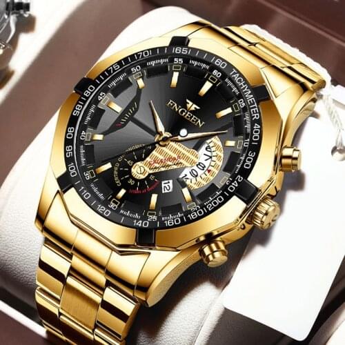 Mens Watches Sport Waterproof Stainless Steel Fashion Luxury Gold Watch Date Clock Quartz Wristwatch Masculino