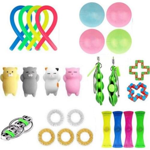 26PCS Fidget Toys Set Stress Relief Hand Toys For Adults Kids Kawaii Slow Rebound Squishy Toy Anti Stresses Powder Antistress