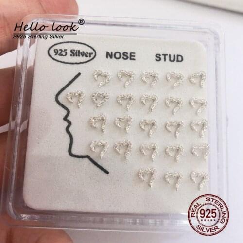 HelloLook 24pcs/set 925 Sterling Silver zircon tiny cz sweet love heart Nose Rings & Studs Piercing body Jewelry For Women