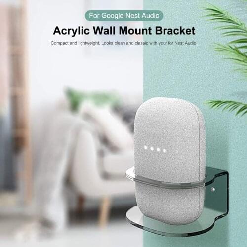 Wall Mount Stand For Google Nest Audio Bluetooth Speaker Transparent Durable Acrylic Bracket Smart Speakers Holder Storage Rack