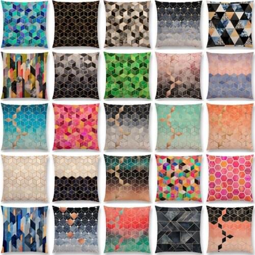 New Abstract Crystal Gradient Colorful Cubes Dazzling Diamond Geometric Patterns Car Cushion Cover Pillow Case coussin cojin