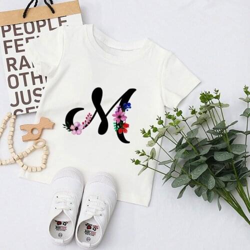 New Summer Novelty Girl Clothes Birthday Gift Baby Shirt First Name Last Name Plant Pattern Girls Shirts Harajuku Boys T Shirts