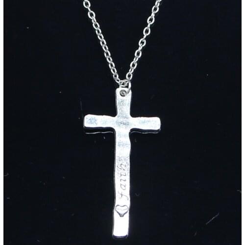 New Fashion Necklace 47x23mm cross faith believe Pendants Short Long Women Men Colar Gift Jewelry Choker