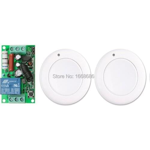 New AC 220 V 1CH Wireless Remote Control Switch System Receiver &2*White wall Panel Sticky Remote