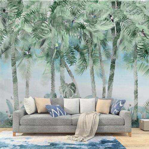 Beibehang Nordic tropical palm tree wallpaper jungle coconut tree plant mural living room TV background landscape 3D home decor