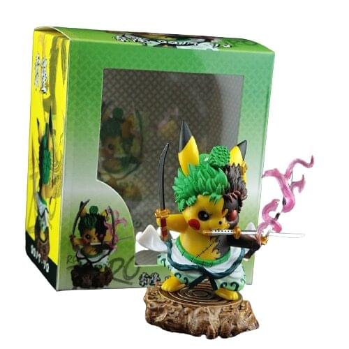 Pokemon Pikachu One Piece Action Figures Roronoa Zoro PVC Cute Toys Model 10cm Cosplay Pocket Monster Decoration Kids Xmas Gift